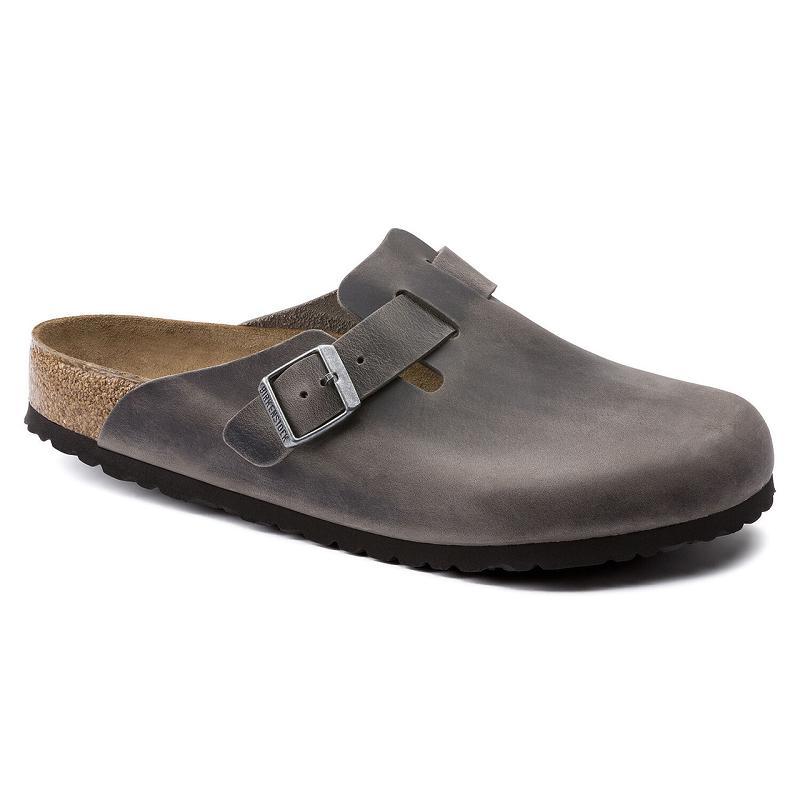 Birkenstock Soft Footbed Oiled Læder Boston Herre Grå | DK 205HAP